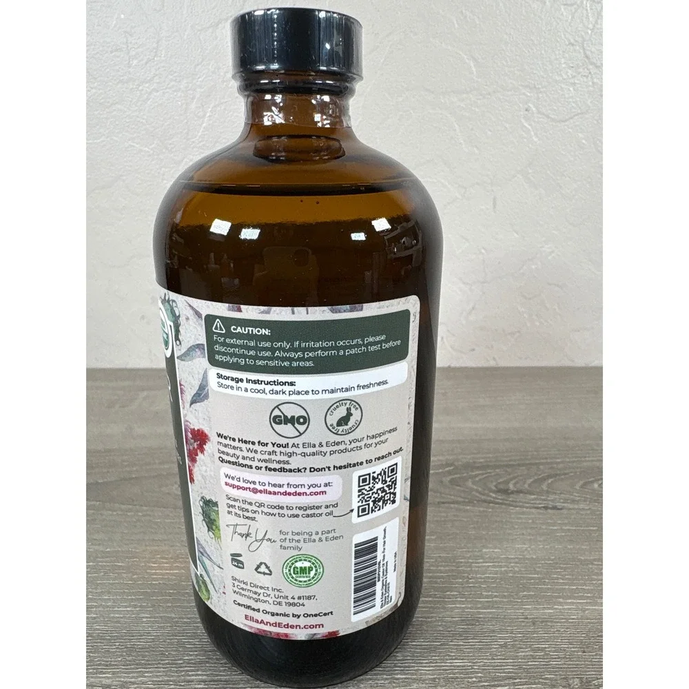 Ella & Eden Organic Castor Oil 16oz Cold Pressed Hexane Free Hair Skin Nails